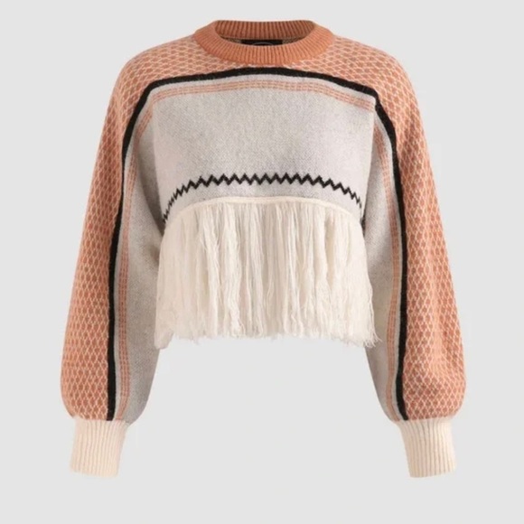 Cider Sweaters - NWT Cider Bohemian Western Style Ultra Cropped Size L